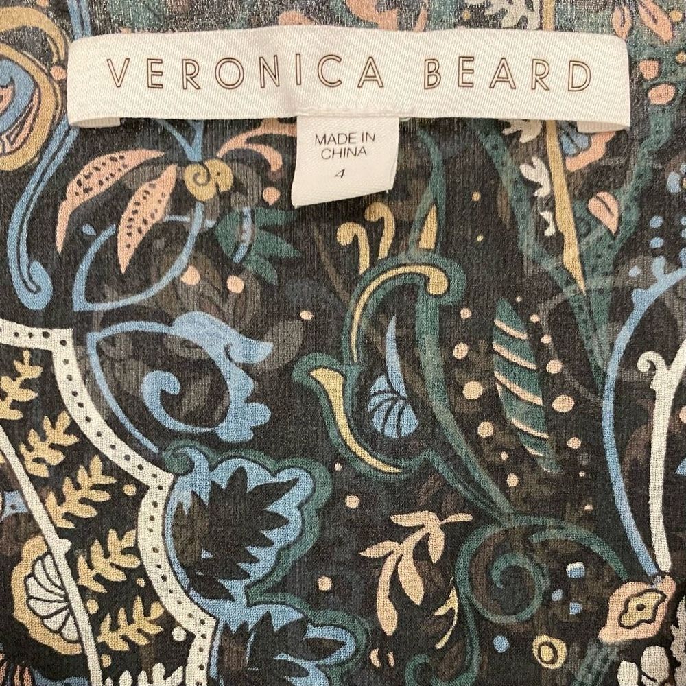 Veronica Beard Dakota 100% Silk Paisley Print Ruffled Mini Dress | Size 4